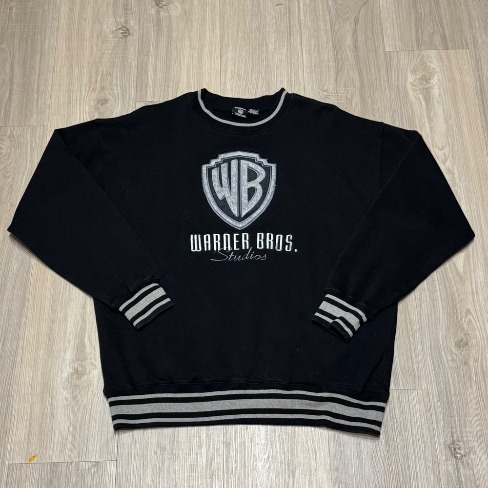 Vintage 1996 Warner Bros Studios Crewneck Sweatshirt Black Size M